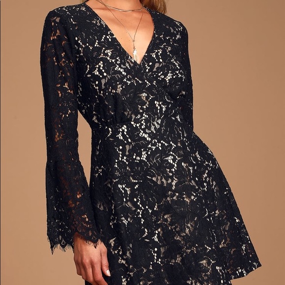 Lulus Wrap Dress in Black - Picture 4 of 8